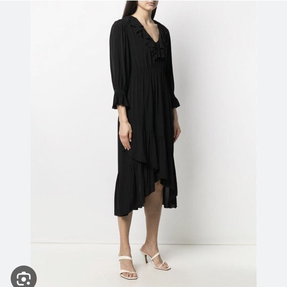 ba&sh Dresses & Skirts - BA&SH Rym Asymmetrical Midi Dress - Black_Small (1)